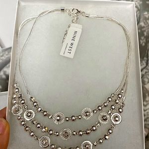 Nine West 3 strand silver necklace NWT